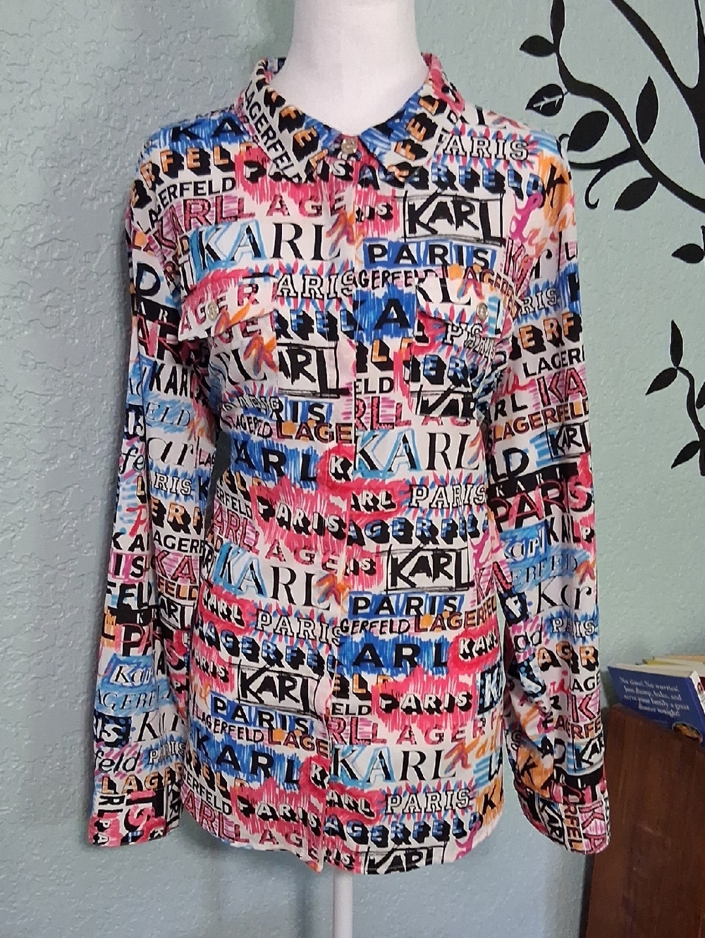Karl Lagerfeld Multicolor Graphic Logo Blouse